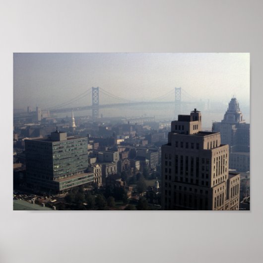 Ben Franklin Bridge Delaware River Suspension 1970 Poster (Voorkant)