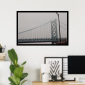 Ben Franklin Bridge under Fog Poster (Thuiskantoor)