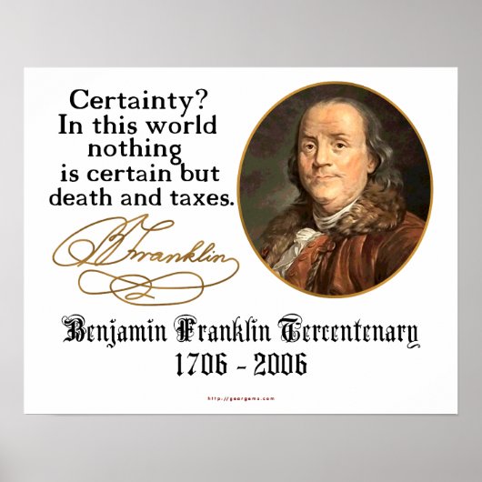 Ben Franklin - Certainty Poster (Voorkant)