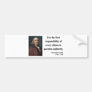 Ben Franklin Citaat 3b Bumpersticker