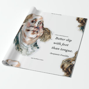 Ben Franklin & Citaat Grappige Caricatuur Cadeaupapier