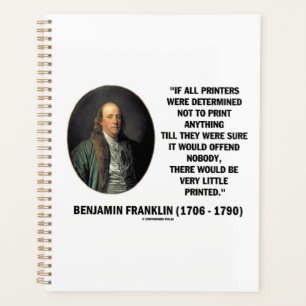 Ben Franklin drukt geen gedrukte prijsopgave af Planner
