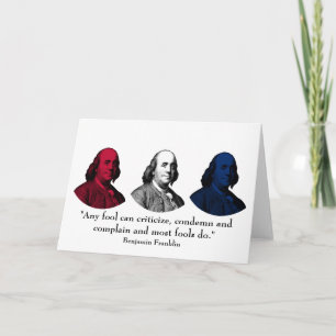 Ben Franklin en Citaat -- Rood, Wit, en Blauw Kaart