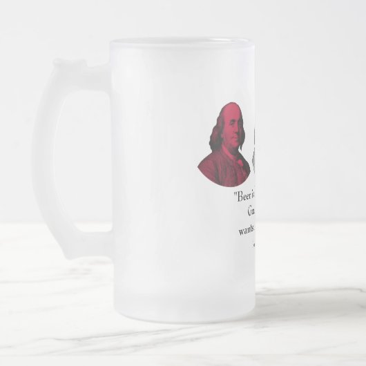Ben Franklin en Citaat - Rood, Wit, en Blauw Matglas Bierpul (Links)