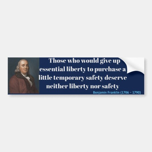 Ben Franklin Liberty Quote Bumpersticker (Voorkant)
