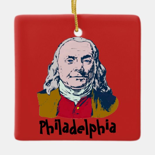 Ben Franklin, Philadelphia, voeg tekst toe Keramisch Ornament (Voorkant)