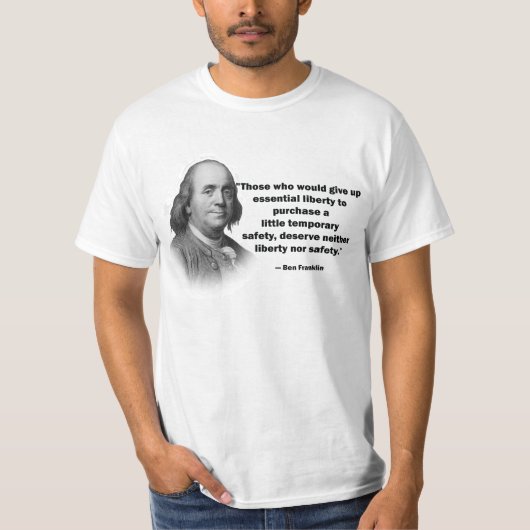 Ben Franklin pistool control quote - Mannen Shirt (Voorkant)
