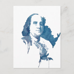 Ben Franklin Pop Art Portret in Blue Briefkaart