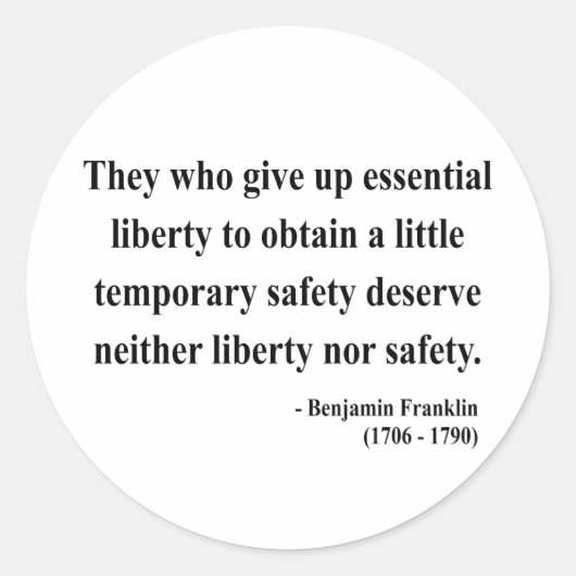Ben Franklin Quote 1a Ronde Sticker (Voorkant)
