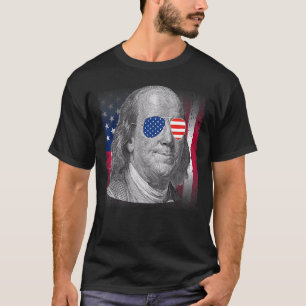 Ben Franklin USA Vlag Patriottische Amerikaanse Vl T-shirt