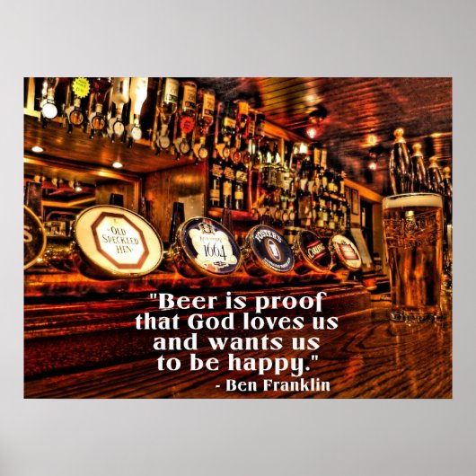 Ben Franklin's beroemde Beer Quote Poster (Voorkant)