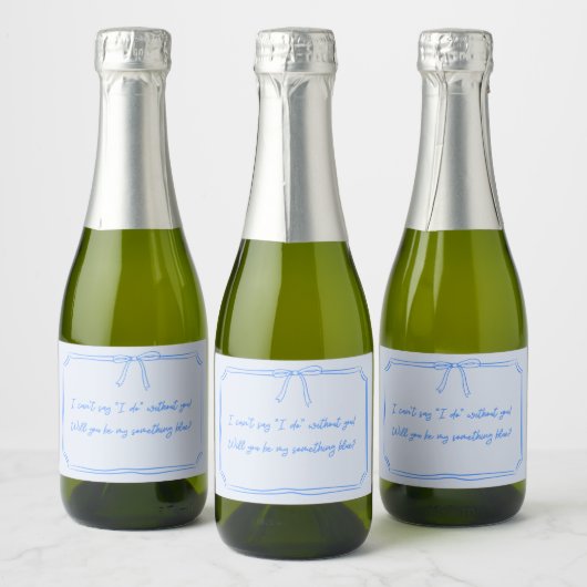 Ben ik iets blauw? Boog bruidsmeisje voorstel Sparkling Wijnetiket (Flessen)