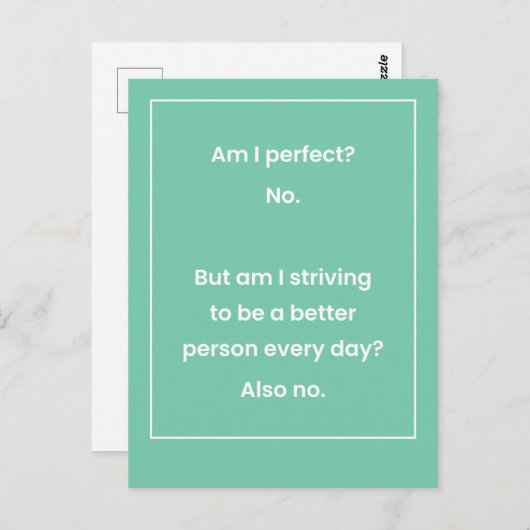 Ben ik perfect? Nee, geen van beide Joke Briefkaart (Voorkant / Achterkant)