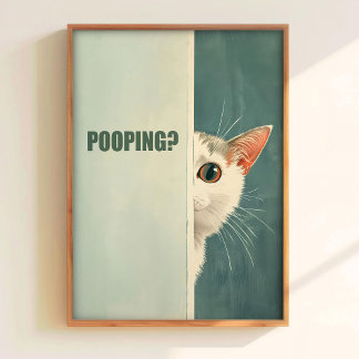 Ben je aan het poepen Poster Printbare Kat Badkame