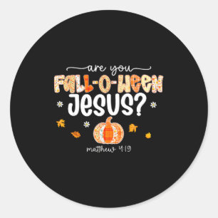 Ben Je Fall O Ween Jezus Vintage Patch Pompoen Th Ronde Sticker
