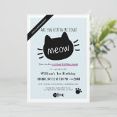 Ben je kitten me net miauw blauwe virtuele verjaar kaart (Staand voorkant)