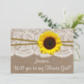 Ben je mijn bloem? Zonnebloem Rustic Burlap Kaart (Staand voorkant)