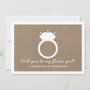 Ben je mijn Bloemenmeisje? Burlap Ring Kaart