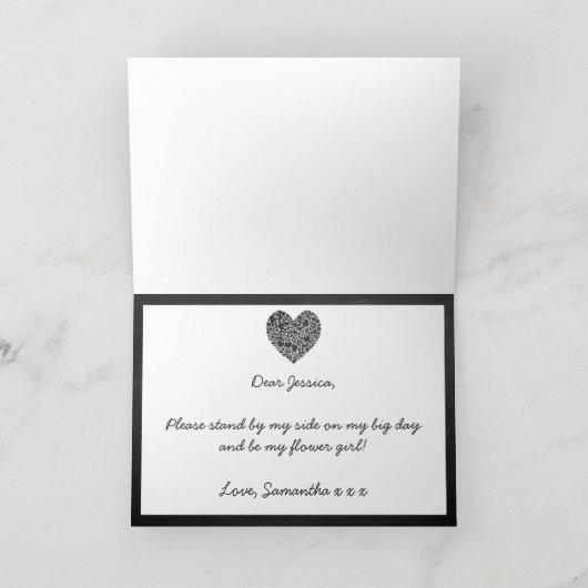 Ben je mijn Bloemenmeisje? Chalkboard Heart Kaart (Binnen)