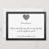 Ben je mijn Bloemenmeisje? Chalkboard Heart Kaart (Achterkant)