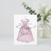 Ben je mijn Bloemenmeisje Cute Pink Dress? Kaart (Staand voorkant)