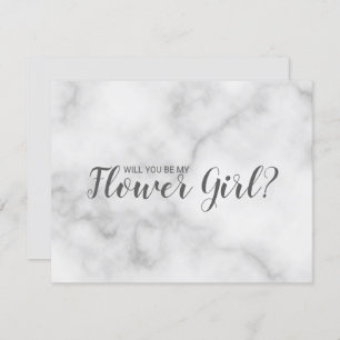 Ben je mijn Bloemenmeisje? Elegant Marble Script Kaart