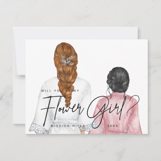 Ben je mijn Bloemenmeisje? Meisjes in Robes Invita Kaart (Voorkant)