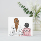 Ben je mijn Bloemenmeisje? Meisjes in Robes Invita Kaart (Staand voorkant)