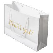 Ben je mijn Bloemenmeisje? Modern Script Gold Groot Cadeauzakje (Voorkant Gekanteld)