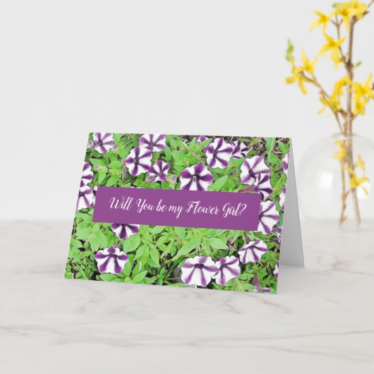 Ben je mijn Bloemenmeisje Paarse Petunias? Kaart (Gele Bloem)