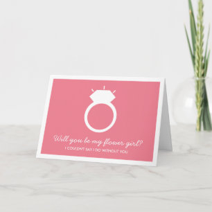 Ben je mijn Bloemenmeisje? Roze Ring Kaart