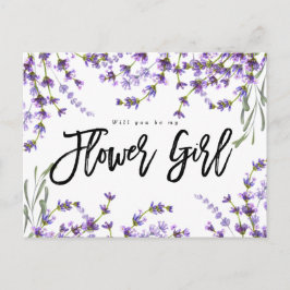 ben je mijn bloemmeisje boho lavender floral aankondigingskaart