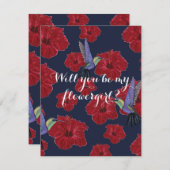 Ben je mijn bloemmeisje Hummingvogels Hibiscus Ar? Kaart (Voorkant / Achterkant)