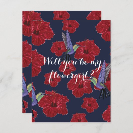 Ben je mijn bloemmeisje Hummingvogels Hibiscus Ar? Kaart (Voorkant / Achterkant)