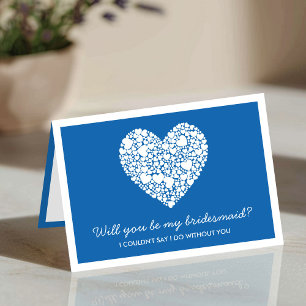 Ben je mijn Bridesmaid? Blue Heart Kaart
