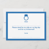 Ben je mijn Bridesmaid? Blue Ring Kaart (Achterkant)