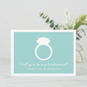 Ben je mijn Bridesmaid? Blue Ring Kaart (Staand voorkant)