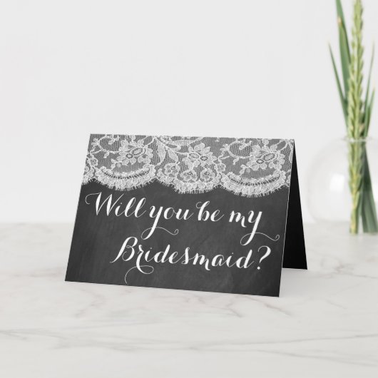 Ben je mijn Bridesmaid? Chalkboard en kant (Voorkant)