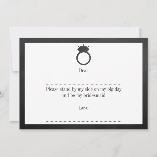Ben je mijn Bridesmaid? Chalkboard Ring Kaart (Achterkant)