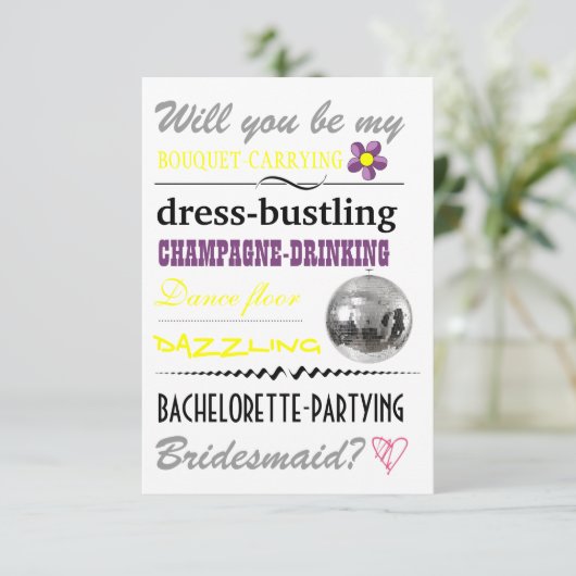 "Ben je mijn Bridesmaid?" Kaart (Staand voorkant)