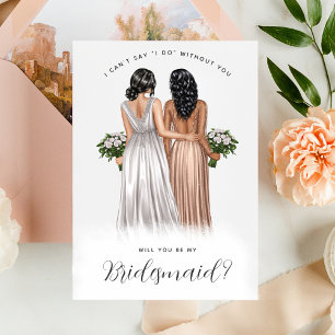 Ben je mijn Bridesmaid? Meisjes in gowns V2 Invit Kaart