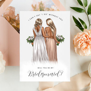 Ben je mijn Bridesmaid? Meisjes in gowns V2 Invit Kaart