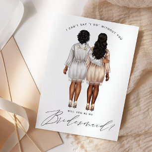 Ben je mijn Bridesmaid? Meisjes in Robes V3 Invit Kaart
