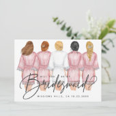 Ben je mijn Bridesmaid? Meisjes op Robes-kaart Kaart (Staand voorkant)