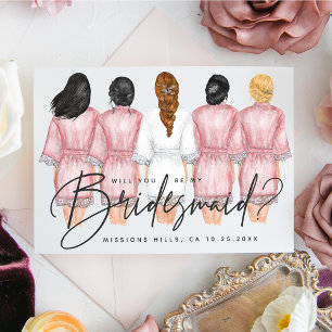 Ben je mijn Bridesmaid? Meisjes op Robes-kaart Kaart