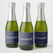 Ben je mijn Bridesmaid? Modern Script Navy Blue Sparkling Wijnetiket (Flessen)