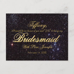 Ben je mijn Bridesmaid? Night Sky Uitnodiging Briefkaart
