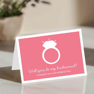 Ben je mijn Bridesmaid? Roze Ring Kaart