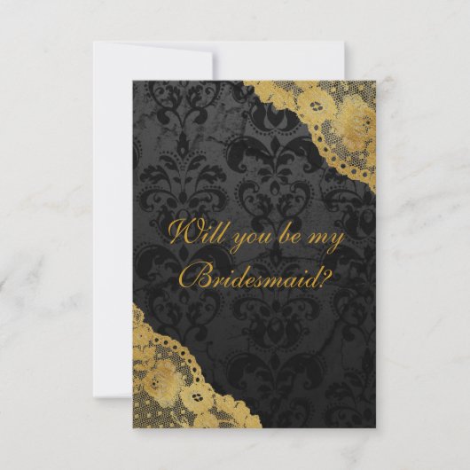 Ben je mijn Bridesmaid? Rustic Gold Black Lace Kaart (Voorkant)