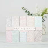 Ben je mijn Bridesmaid? Rustic  Lace Kaart (Staand voorkant)